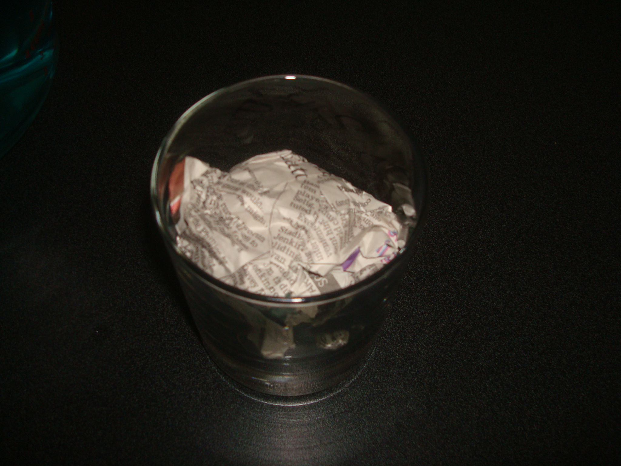 paper inside the glass